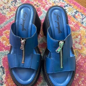 Free People Vibrant Blue Platform Sandals